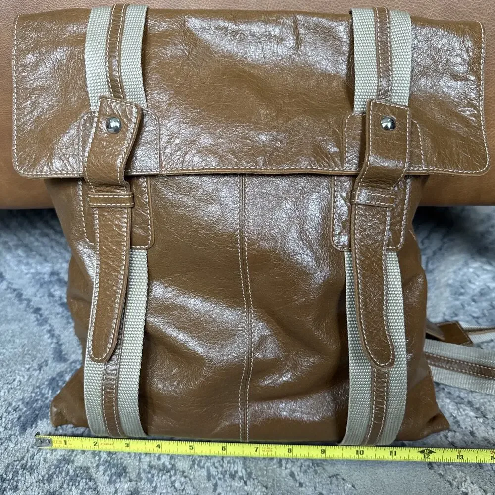 Claudia Firenze Brown Tan Genuine Leather Messenger Crossbody Bag Made In Italy